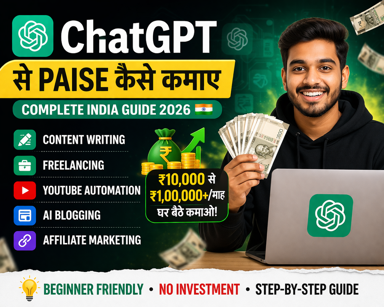 ๐ ChatGPT se Paise Kaise Kamaye โ Complete India Guide 2026